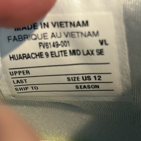 Nike Huarache 9 Elite Mid Lax SE Grey Cleats FV6149-001 Men's Size 12 - Picture 9 of 9